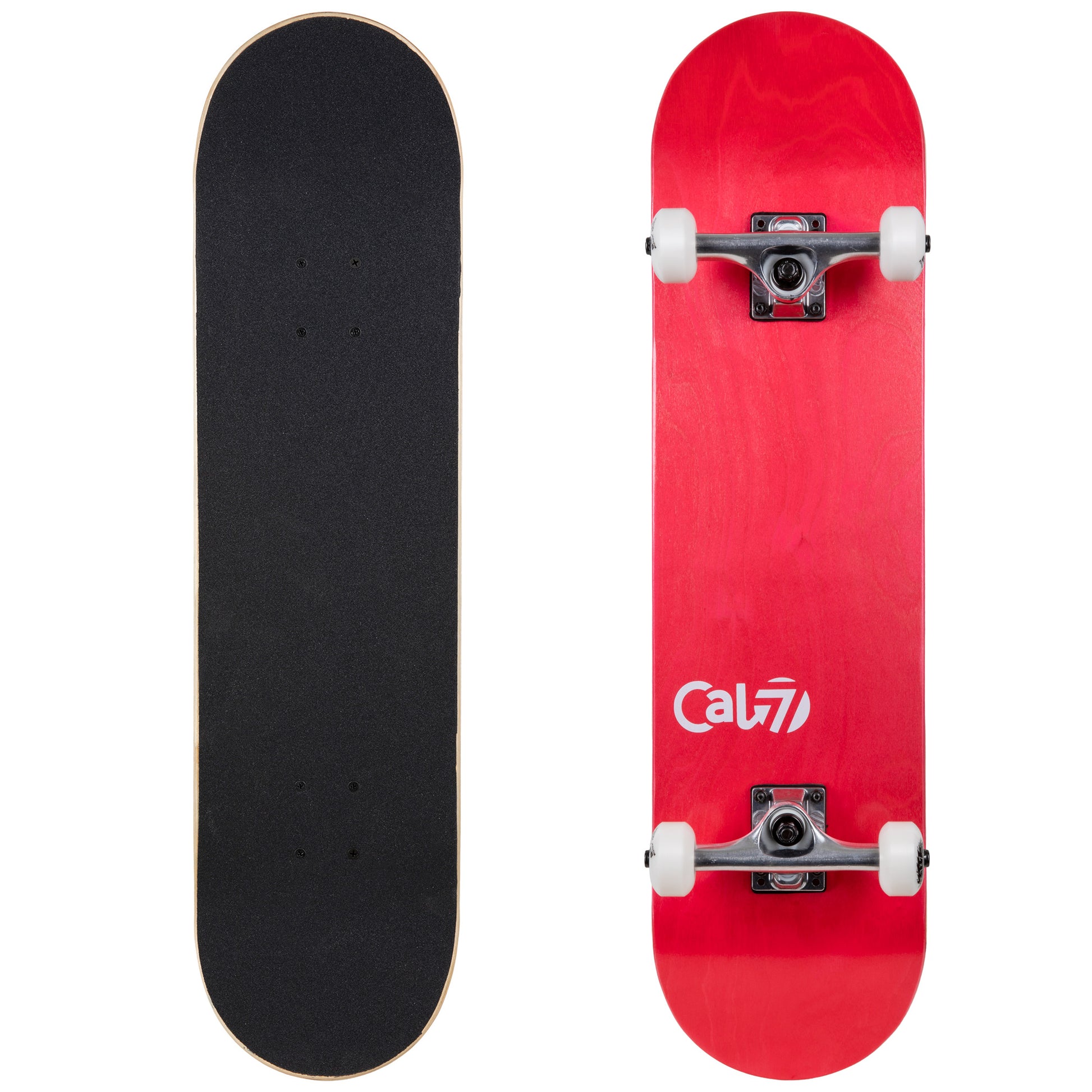 Cal 7 Complete 7.5/7.75/8-Inch Skateboard Crimson with Logo and Red Stain 